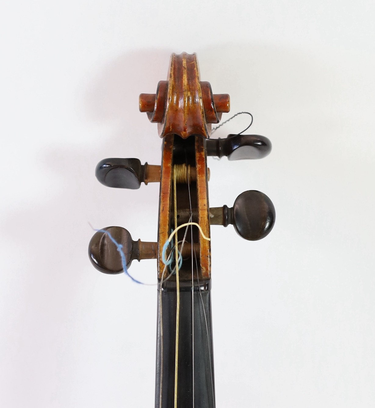 A 19th century French Grandjon school violin, labelled Joseph Guarnerins fecit Cremonae anno 1719 IHS, length of back 35.5 cm (14in.), cased
